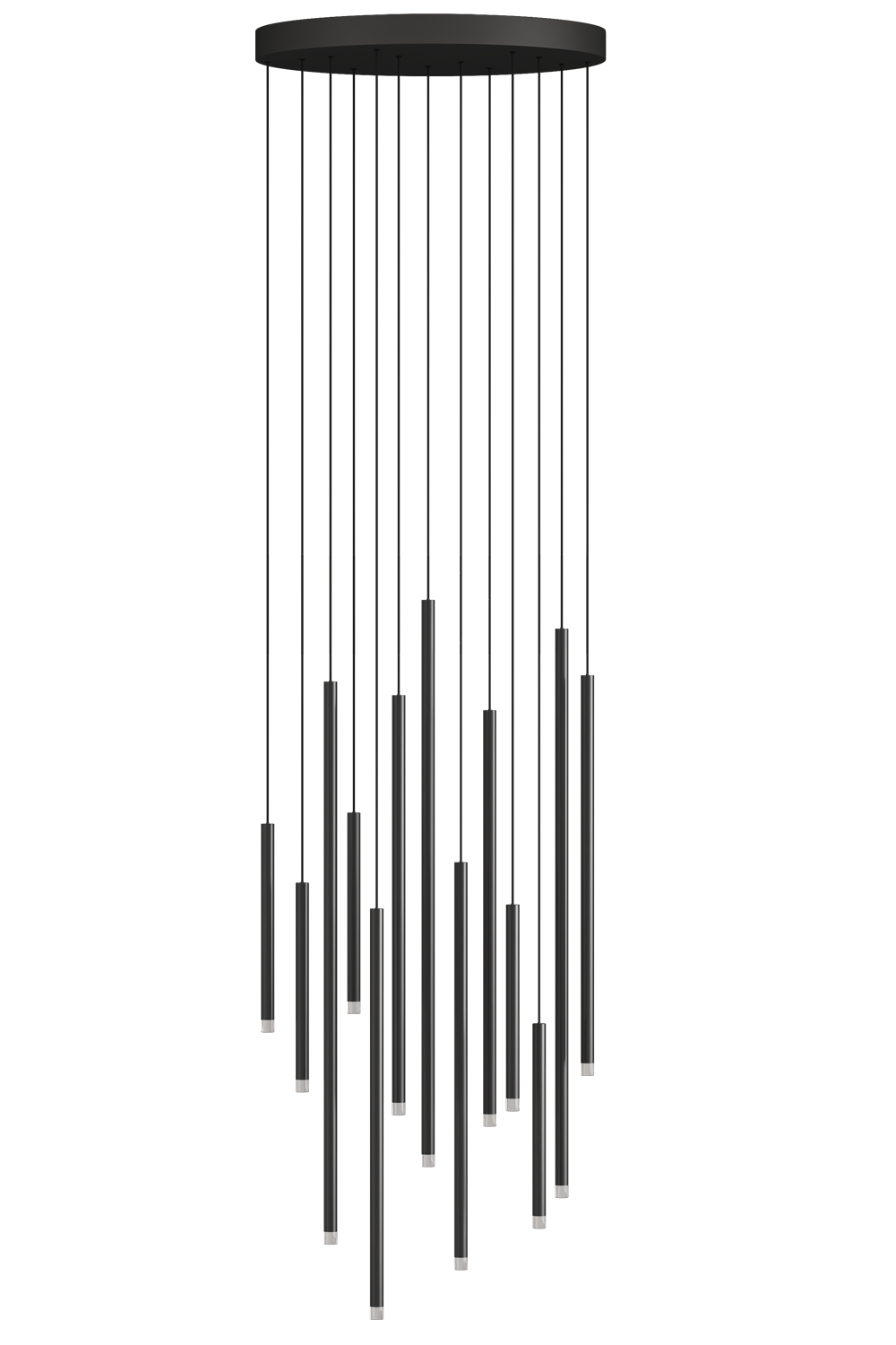 Aurorae Lighting Clustered Tubes LED chandelier with multiple illuminated acrylic tubes