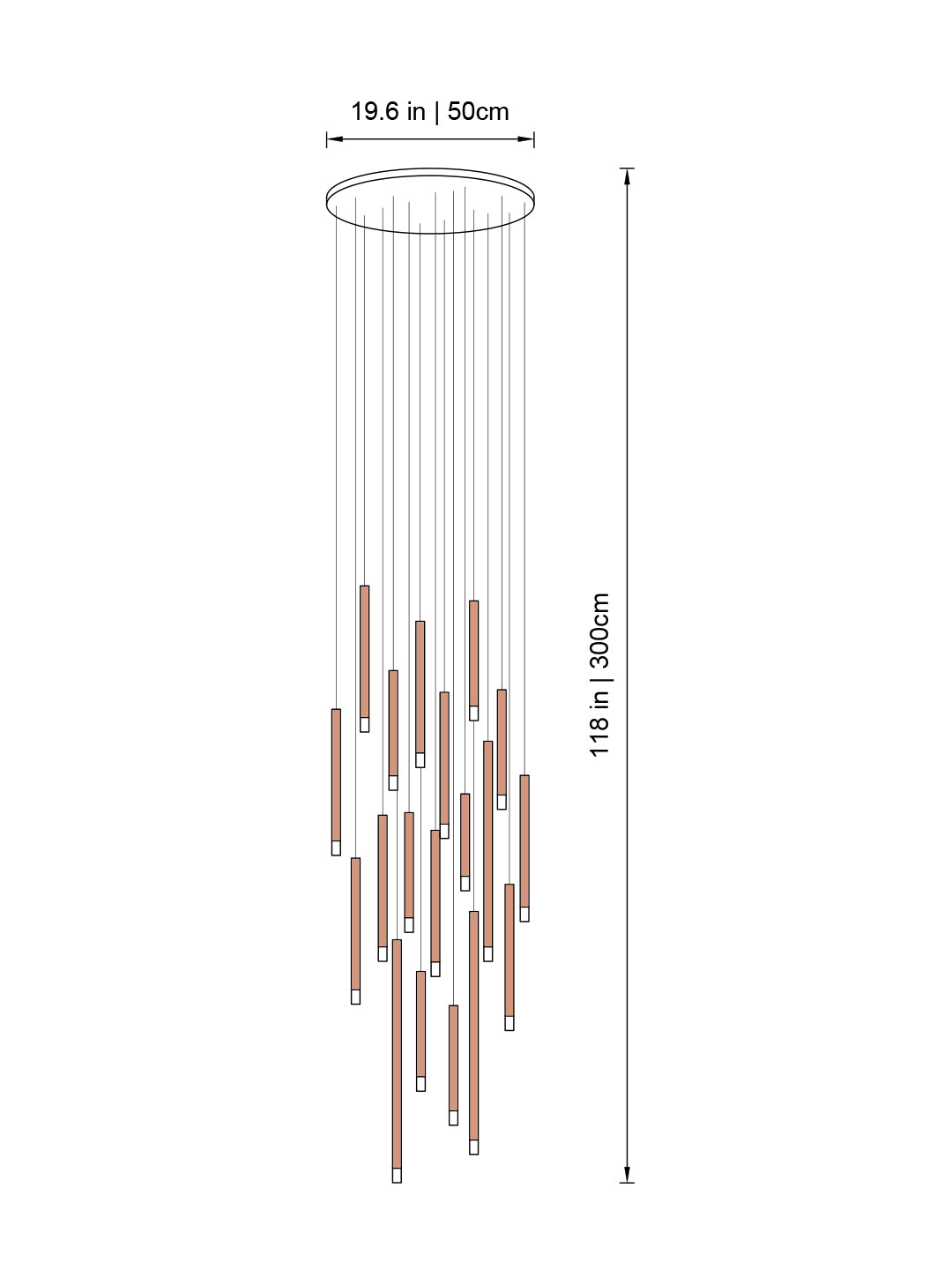 Overhead shot of the Aurorae Lighting Clustered Tubes LED fixture design