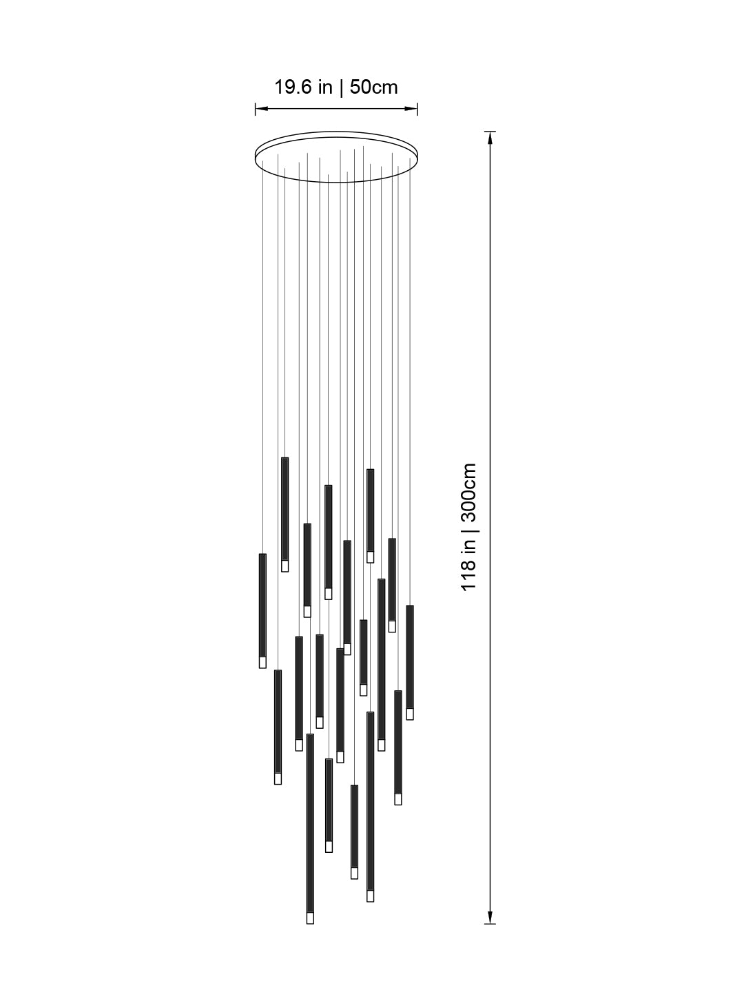 cluster tube staircase pendant lighting