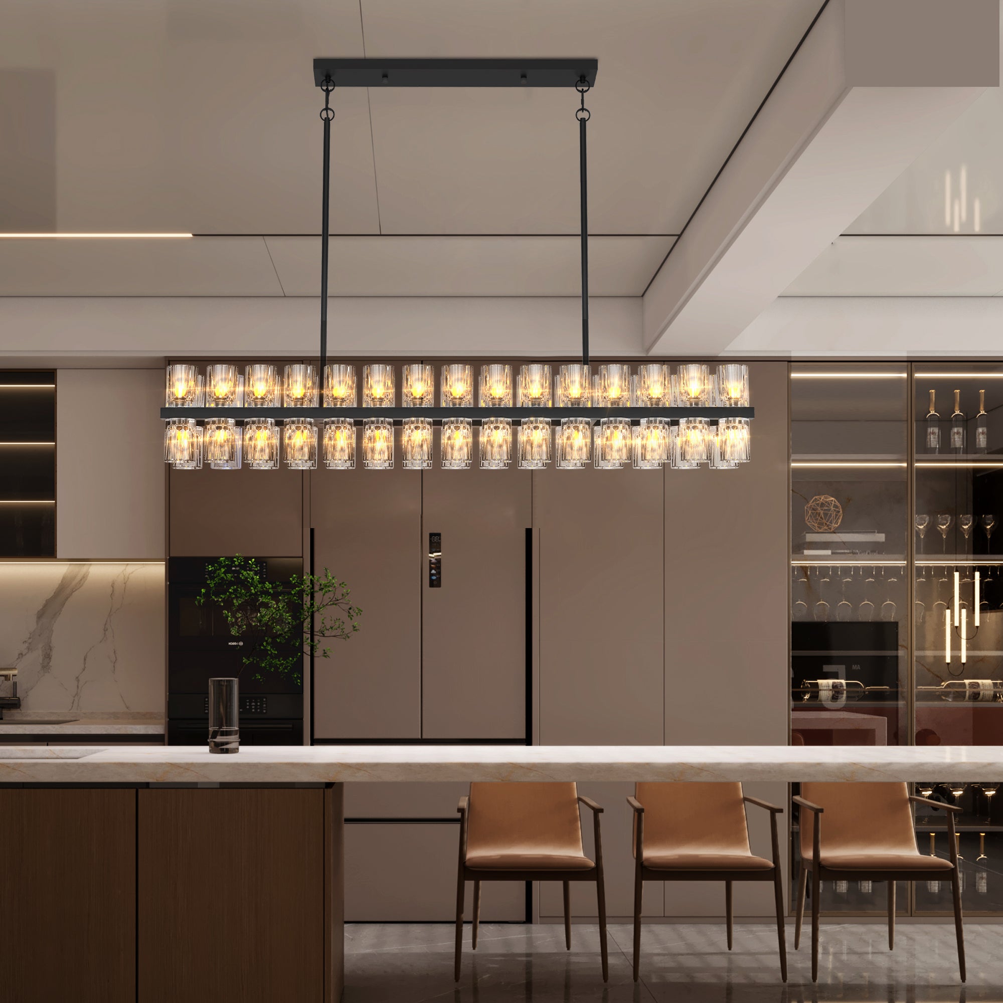 Crystal Gallery 60-Light Chandelier for Kitchen Island & Dining Room | Aurorae Lighting