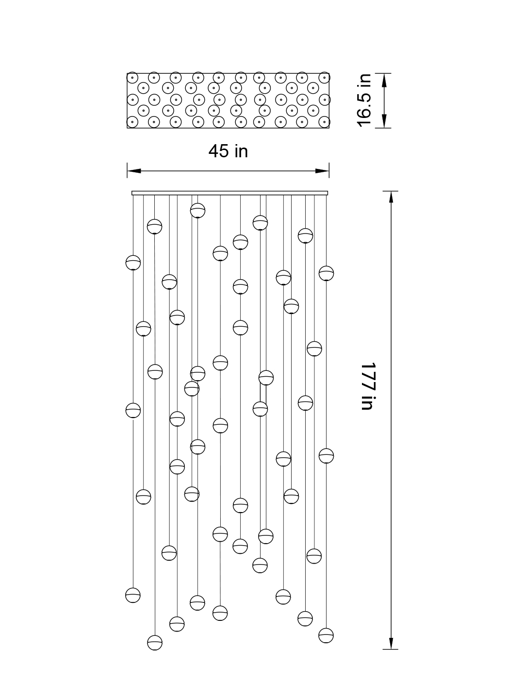 dimension of multi globe pendant light fixture