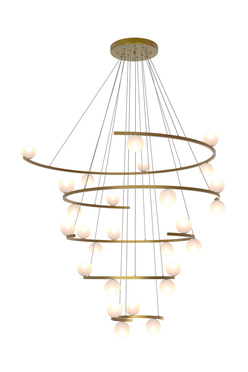 Aurorae Lighting Half Ring LED chandelier showcasing its modern arc design
