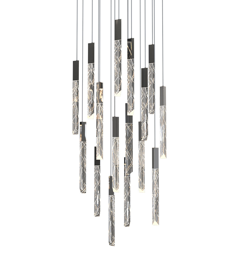 Long Slim Clear Glass Pendant Lighting