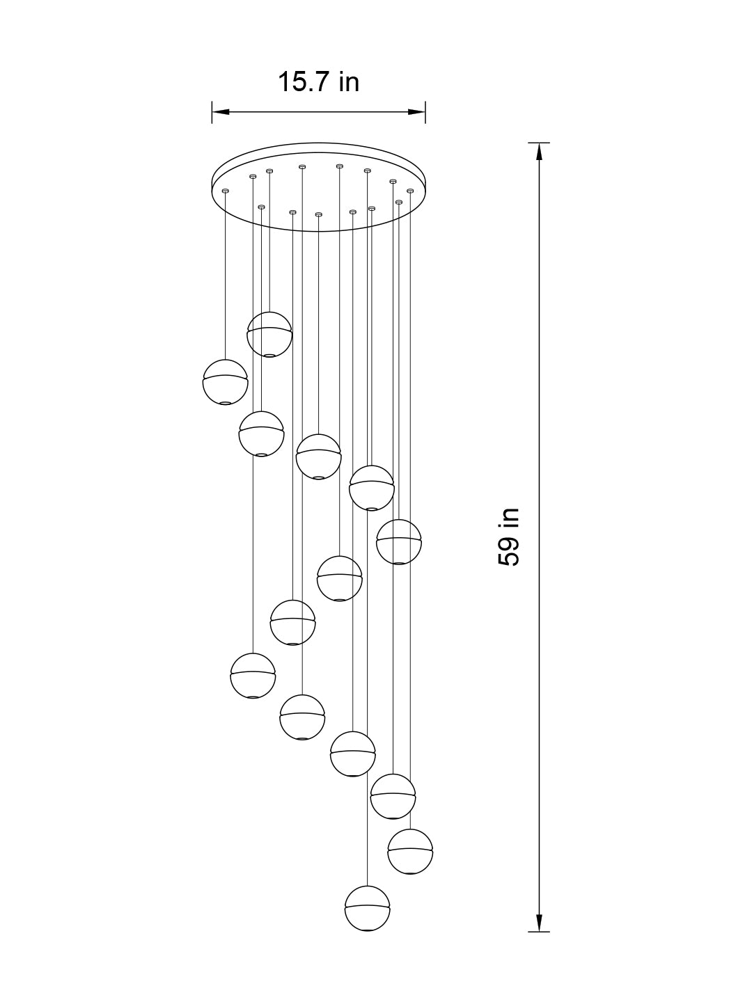 muti ball spiral stairwell pendant light