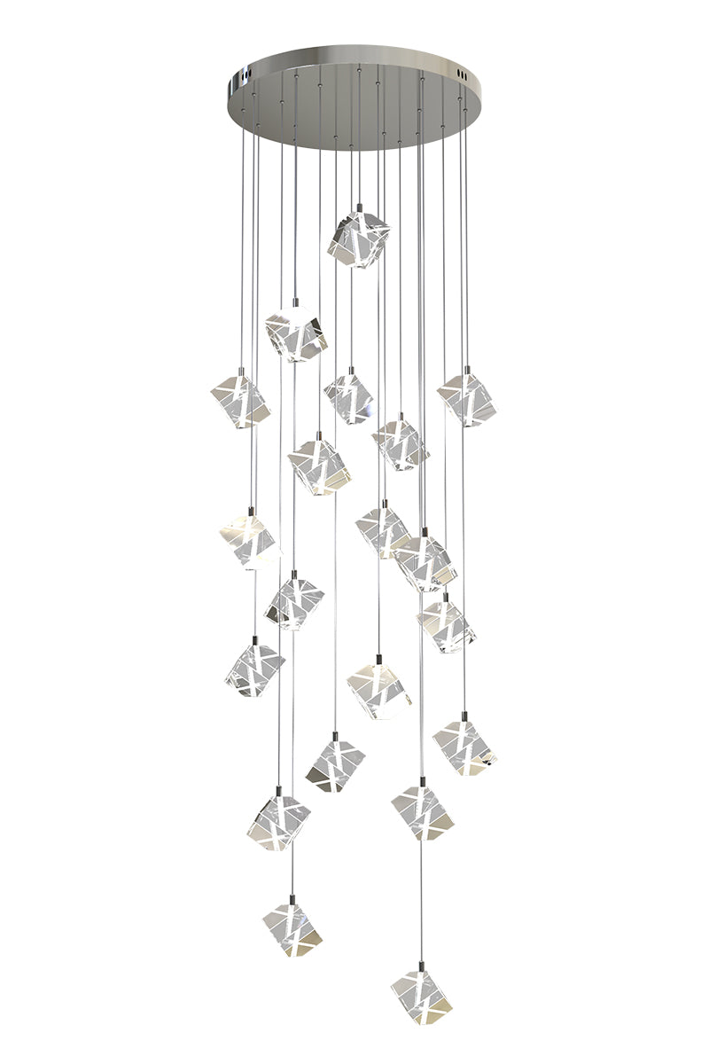 Aurorae Lighting modern linear chandelier with geometric crystal prism accents