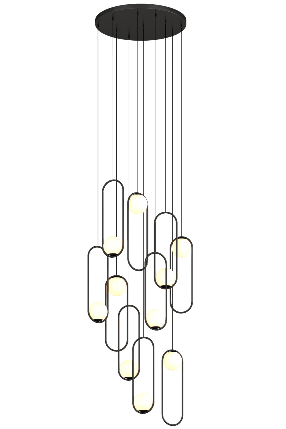 Warm ambiance created by Aurorae Lighting modern LED opal glass chandelier in a bedroom