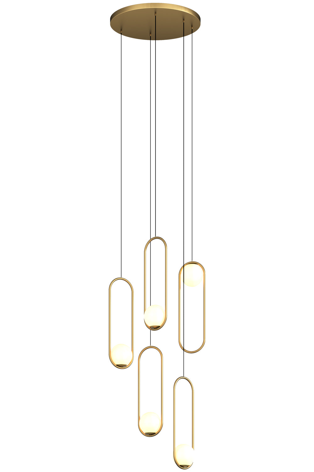 Aurorae Lighting modern LED chandelier with multiple cylindrical opal glass shades