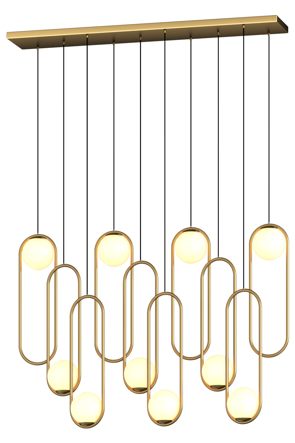 Aurorae Lighting LED chandelier with opal glass shades providing even illumination