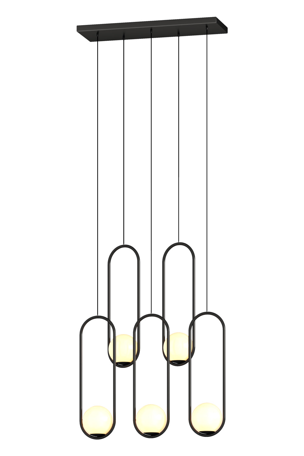 Modern office space illuminated by Aurorae Lighting's LED opal glass chandelier