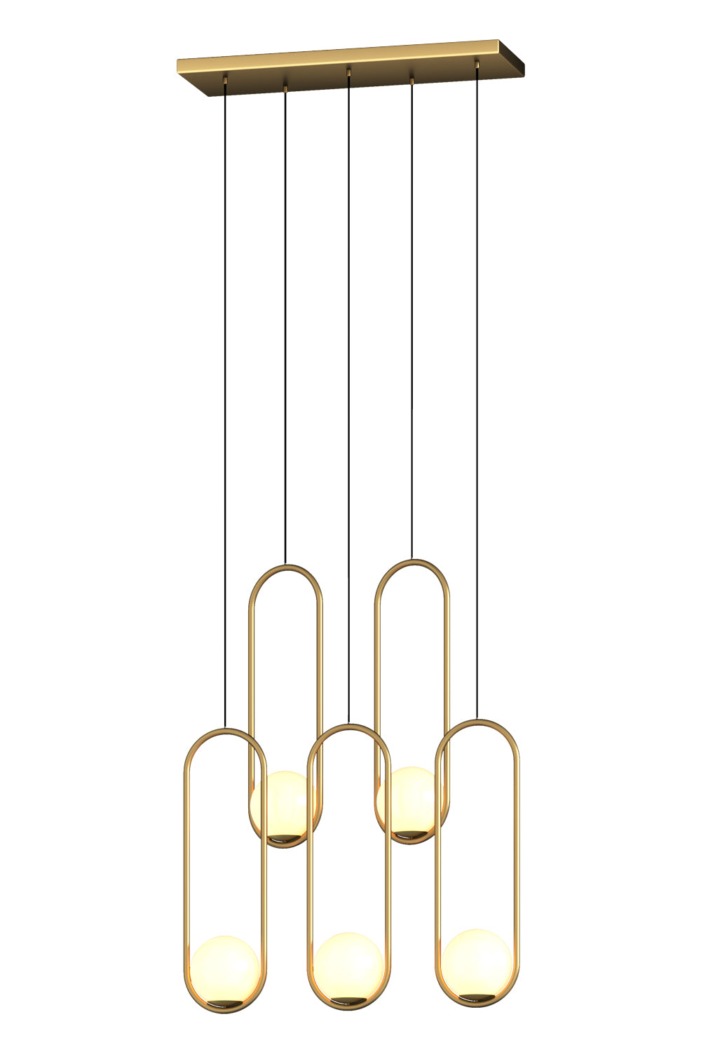 Aurorae Lighting modern LED opal glass chandelier shown to scale in a spacious room