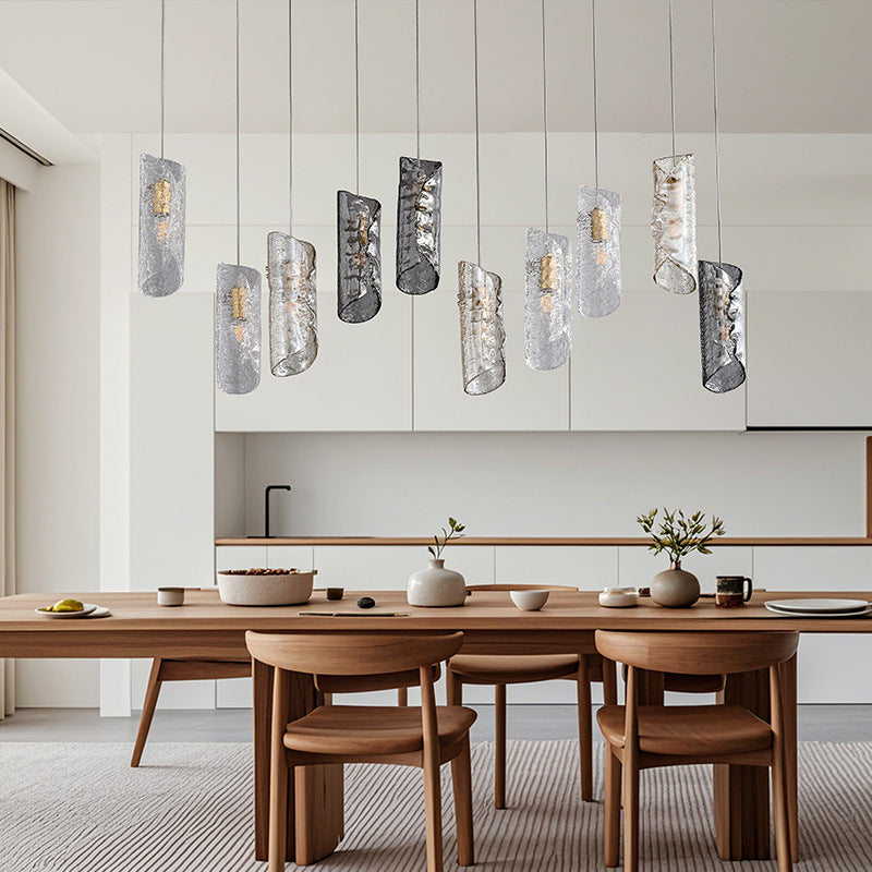 Aurorae Lighting Textured Glass Chandelier in a modern dining room setting