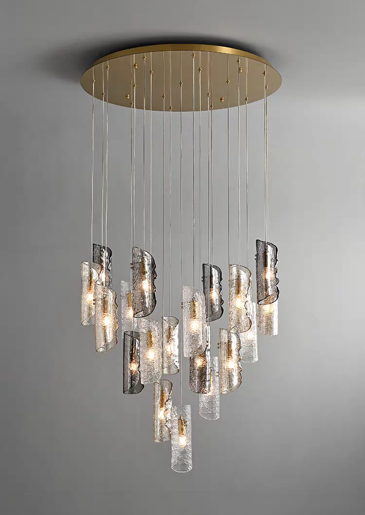 Statement textured glass multi-light chandelier by Aurorae Lighting for foyer