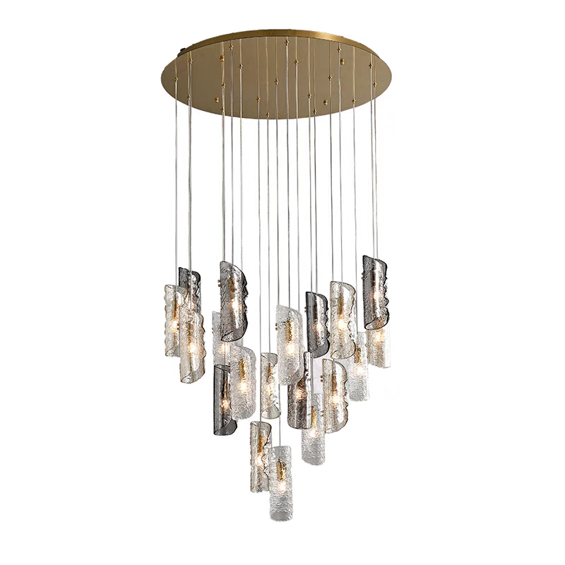 Aurorae Lighting Textured Glass Multi-Light Cluster Chandelier