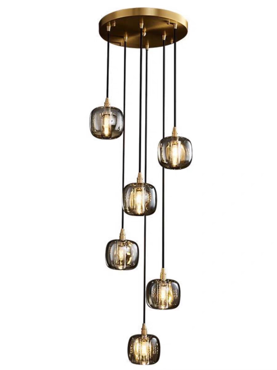 Cubes Pendant Light with grey and brass finish