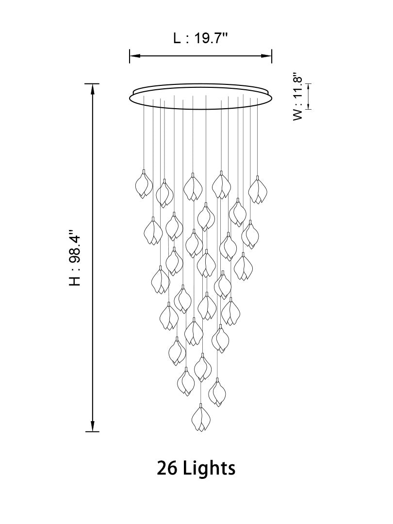Cluster Bloom Chandelier with adjustable height and customizable canopy