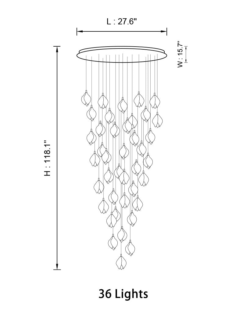 Cluster Bloom Chandelier with elliptical canopy design
