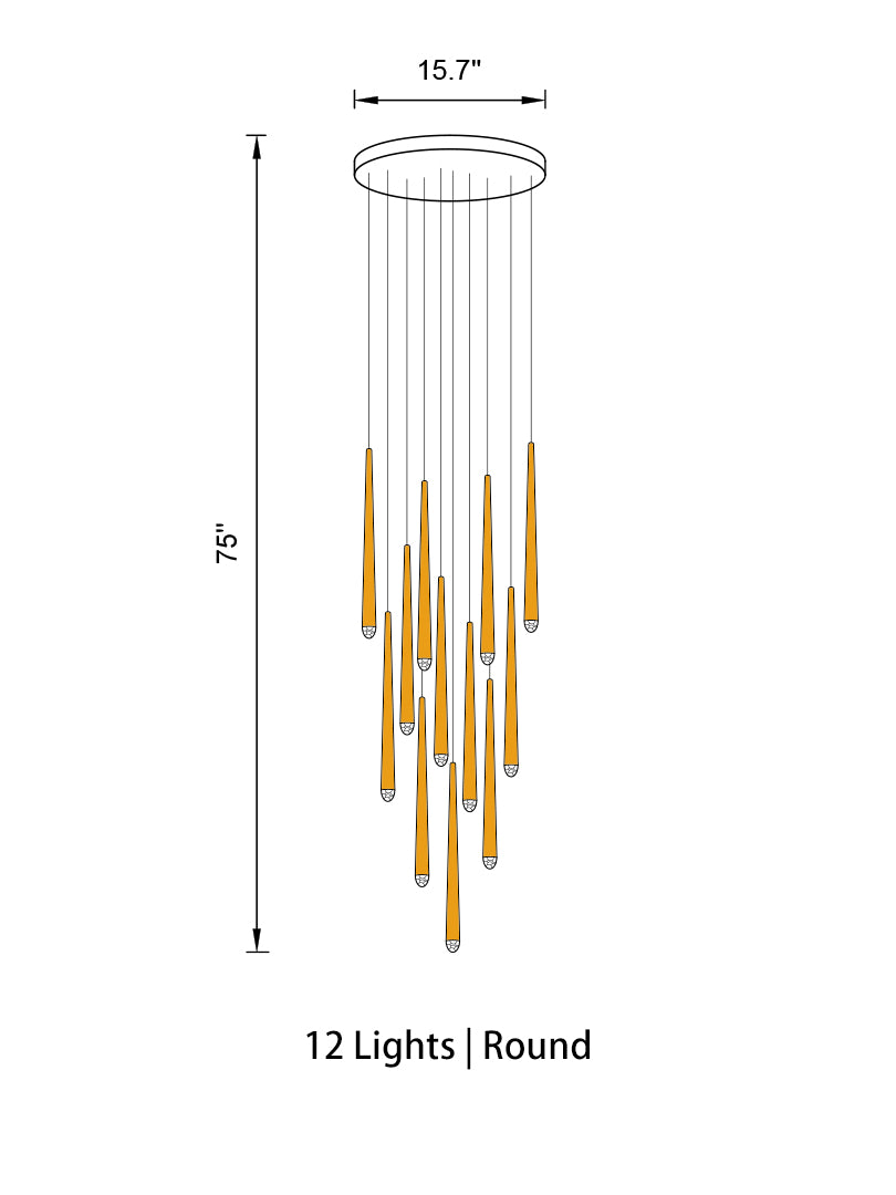 Aurorae Lighting cascade cone pendant light creating a statement above a modern dining table