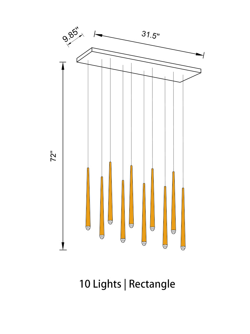 Ceiling canopy and adjustable suspension wires for the Aurorae Lighting cascade cone cluster light