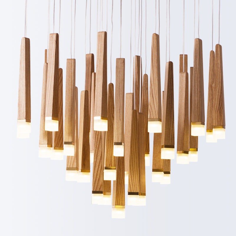 Cone Shades Modern Wood Chandelier