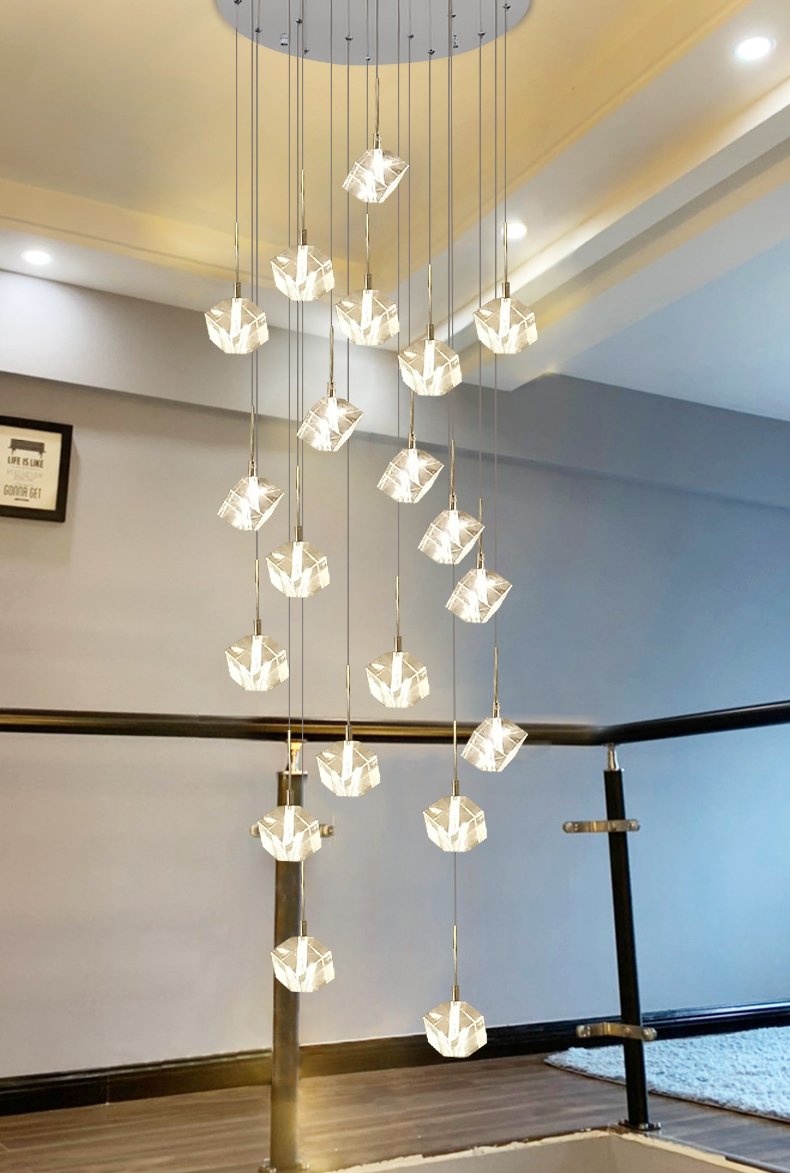 The elegant sparkle of K9 crystal accents on an Aurorae Lighting modern chandelier