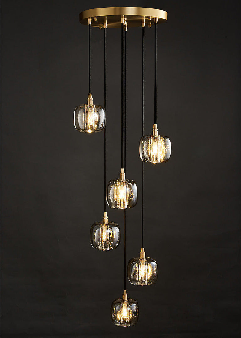 Multiple Aurorae Lighting Cubes pendants suspended at varying heights