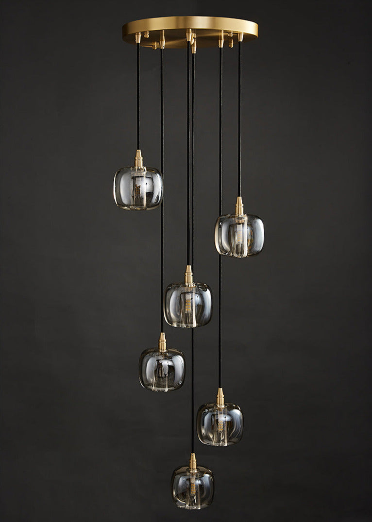 Architectural detail highlighted by Aurorae Lighting Cubes LED pendant