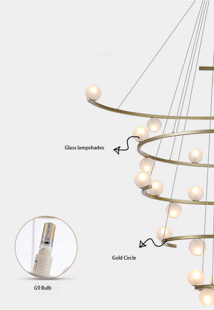 Side profile of the Aurorae Lighting 'Half Ring' LED chandelier emphasizing its slender form