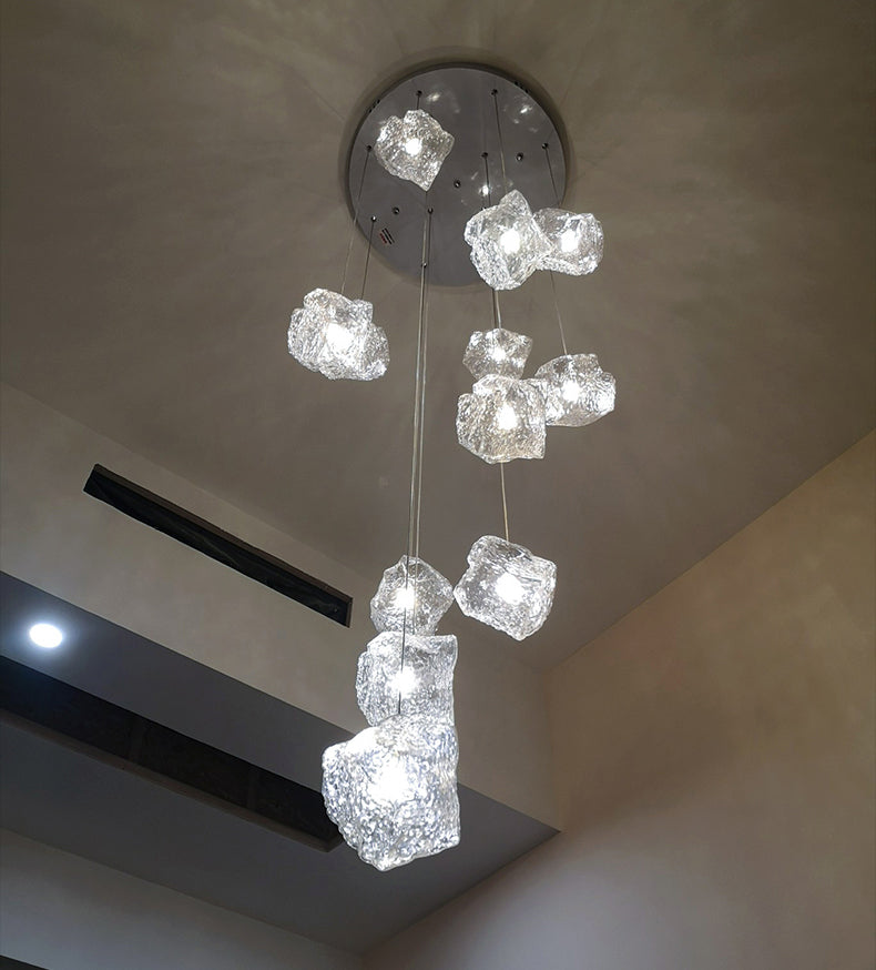Top View of Modern Ice Cube Glass Pendant Light by Aurorae Lighting