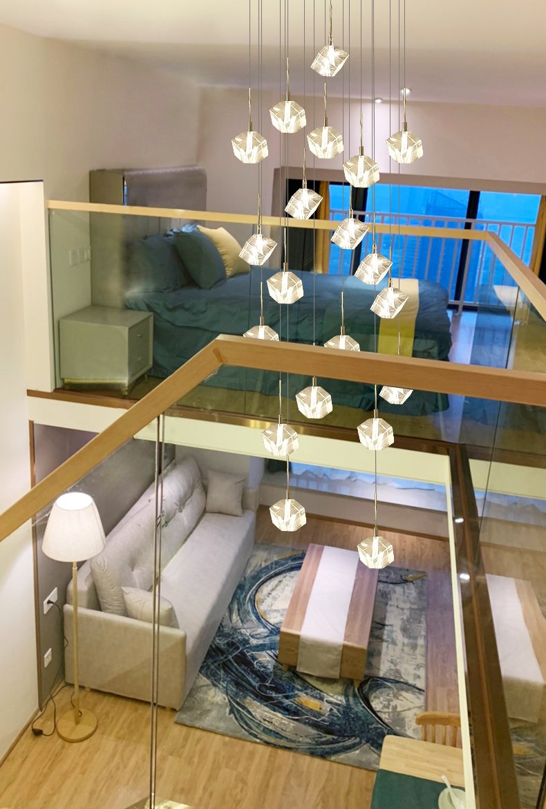 Aurorae Lighting modern chandelier with crystal elements casting subtle light patterns