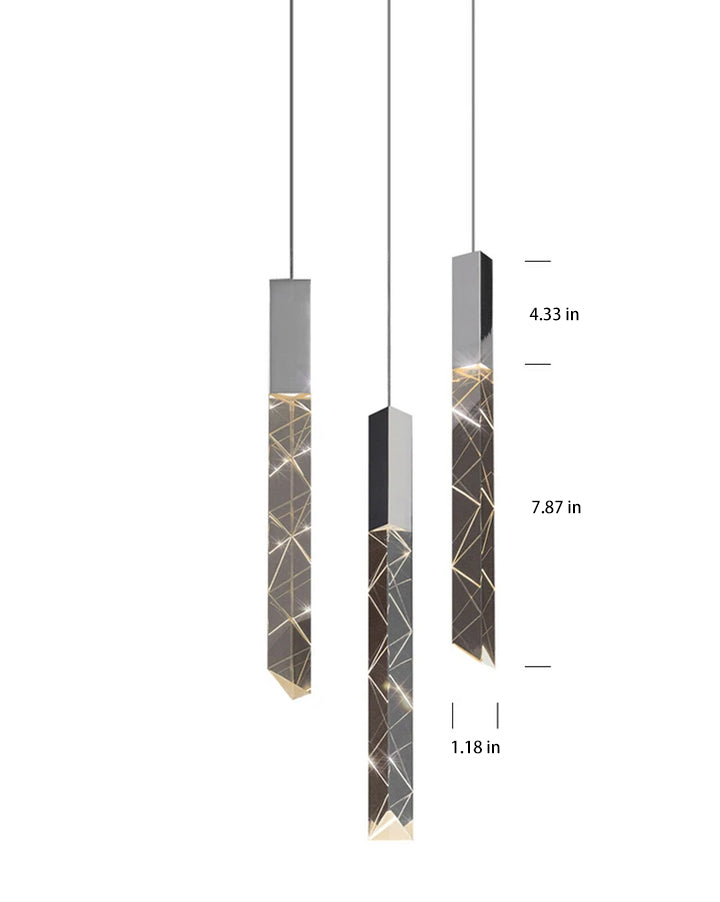 Long Slim Clear Glass Pendant Light – #1 Modern Chrome Slimline Glow for Living Rooms, Stairs & Entryways | Aurorae Lighting