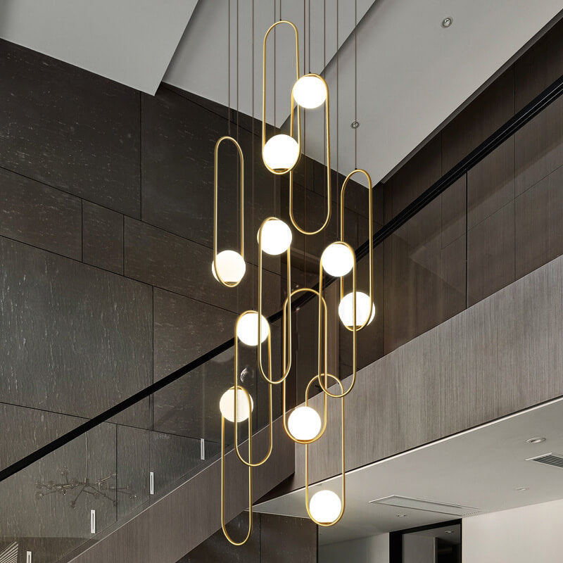 Contemporary living room featuring Aurorae Lighting modern LED opal glass chandelier