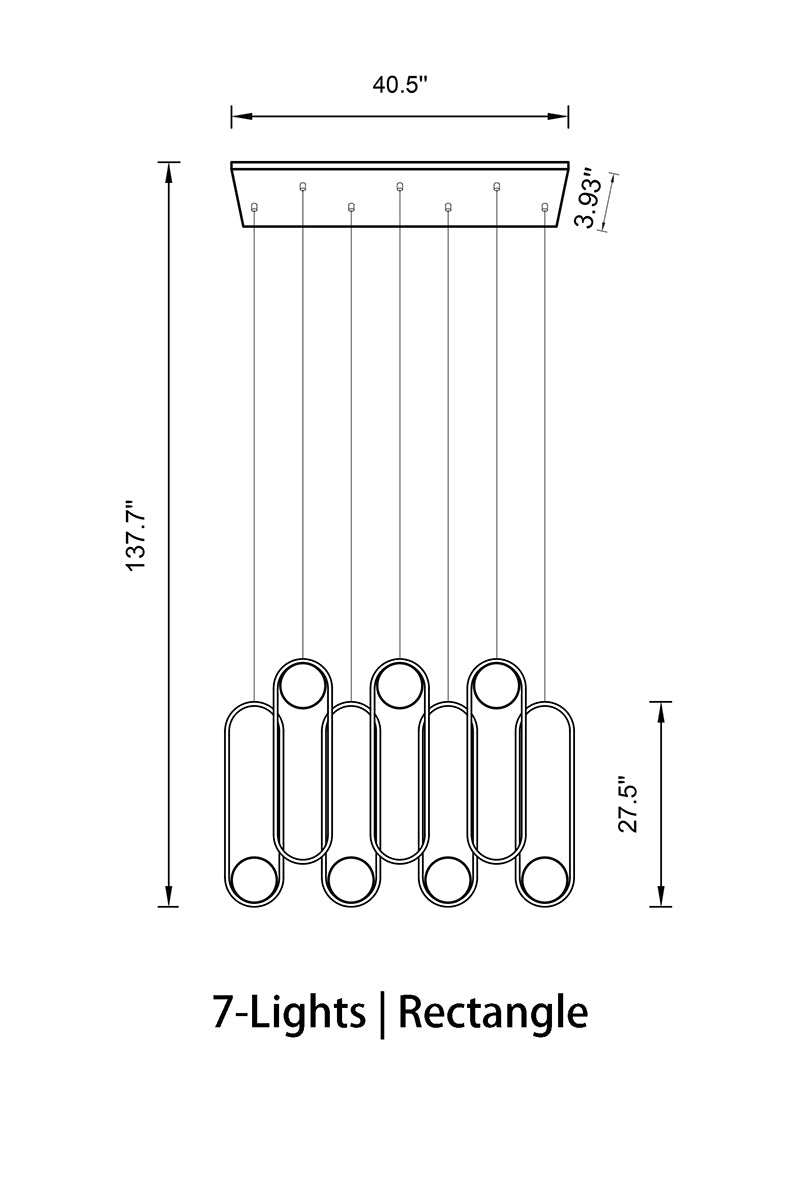 7 lights Minimalist Chandelier for Staircase
