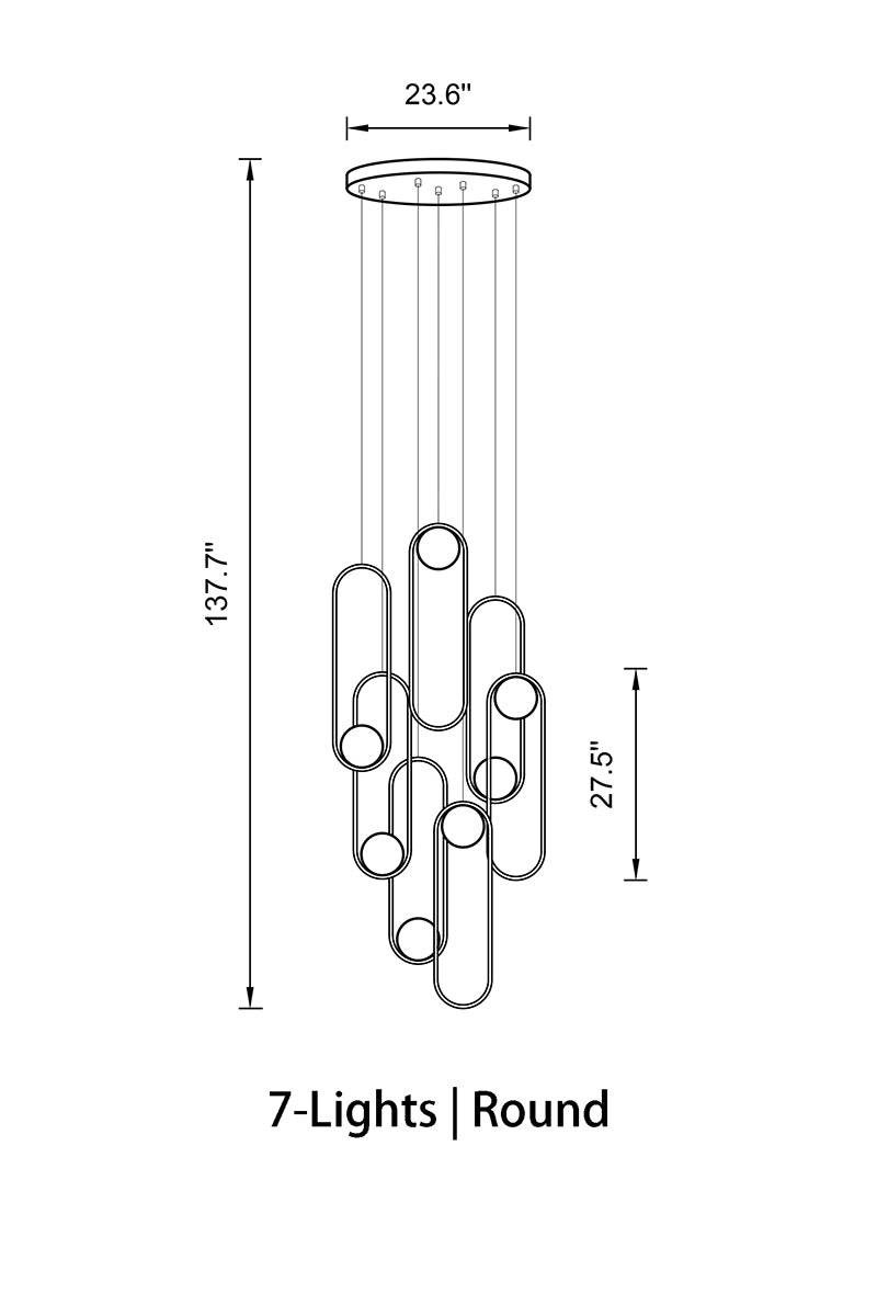 7 lights Minimalist Chandelier on staircase