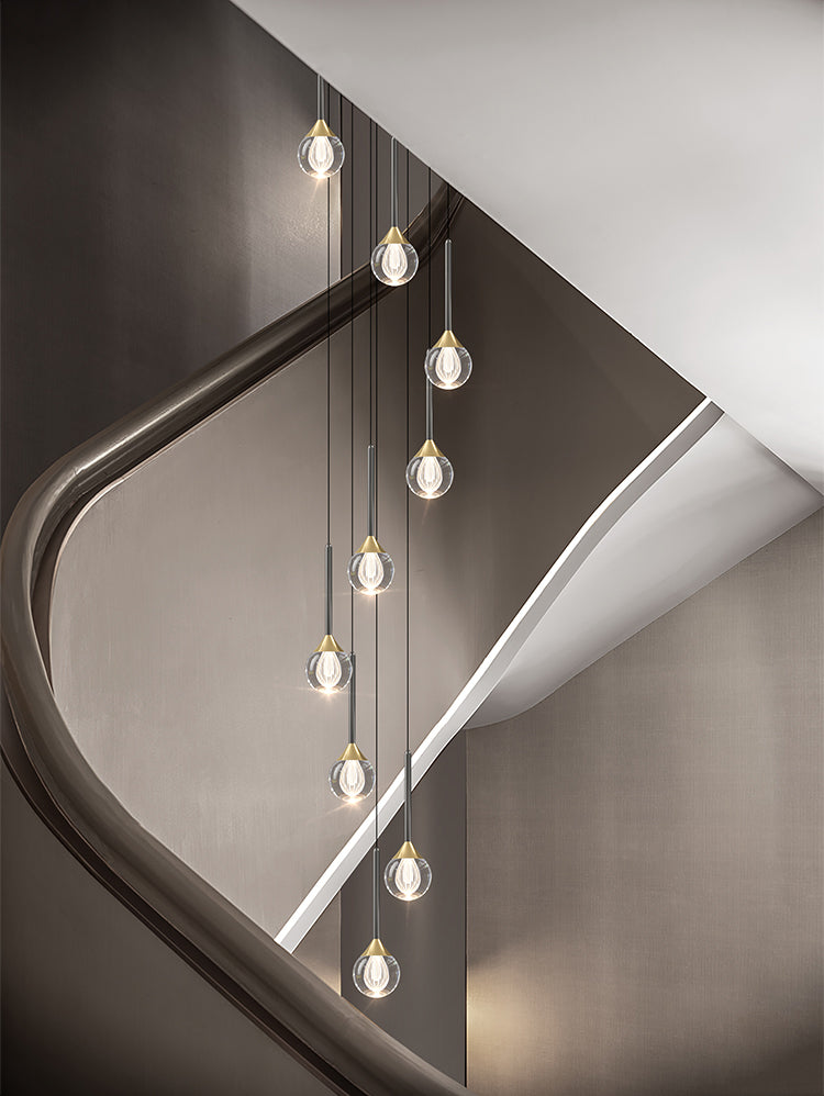 Modern Crystal Ball Pendant Light for Stairs