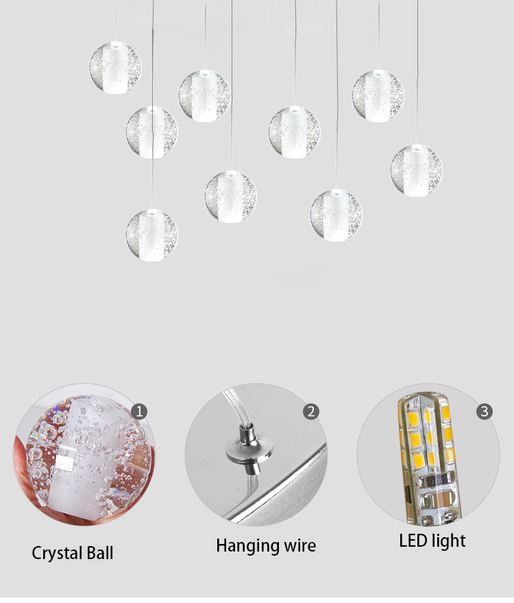 Close-up of the frosted cylindrical void housing the LED lamp within an Aurorae Lighting cast glass sphere