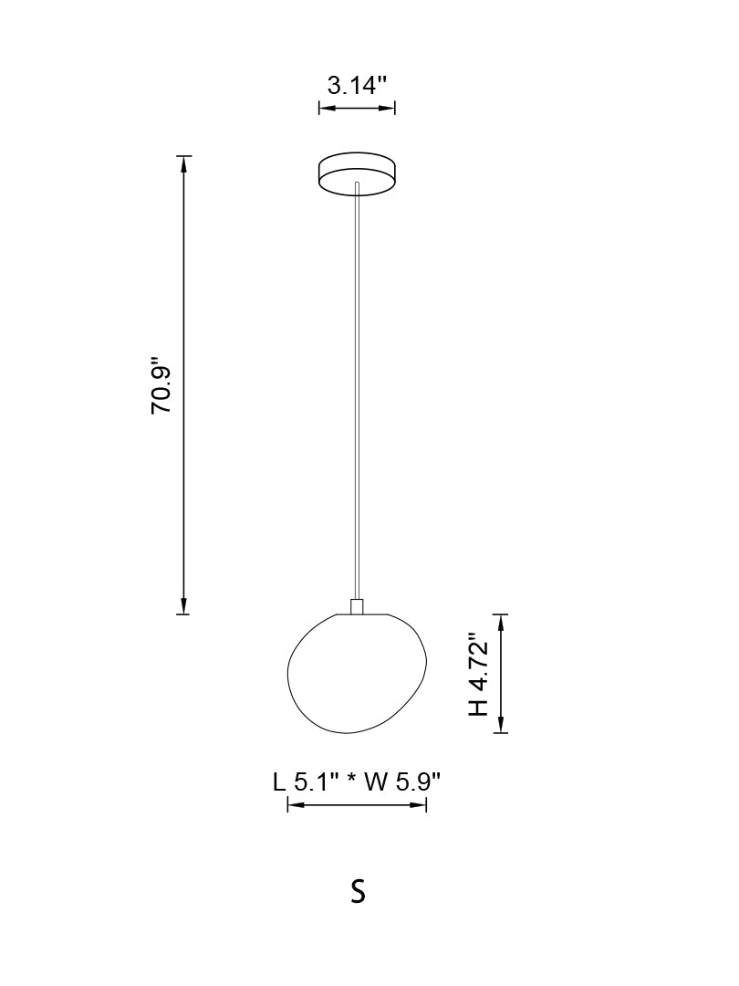 Single-pendant Pebbles Light with small globe