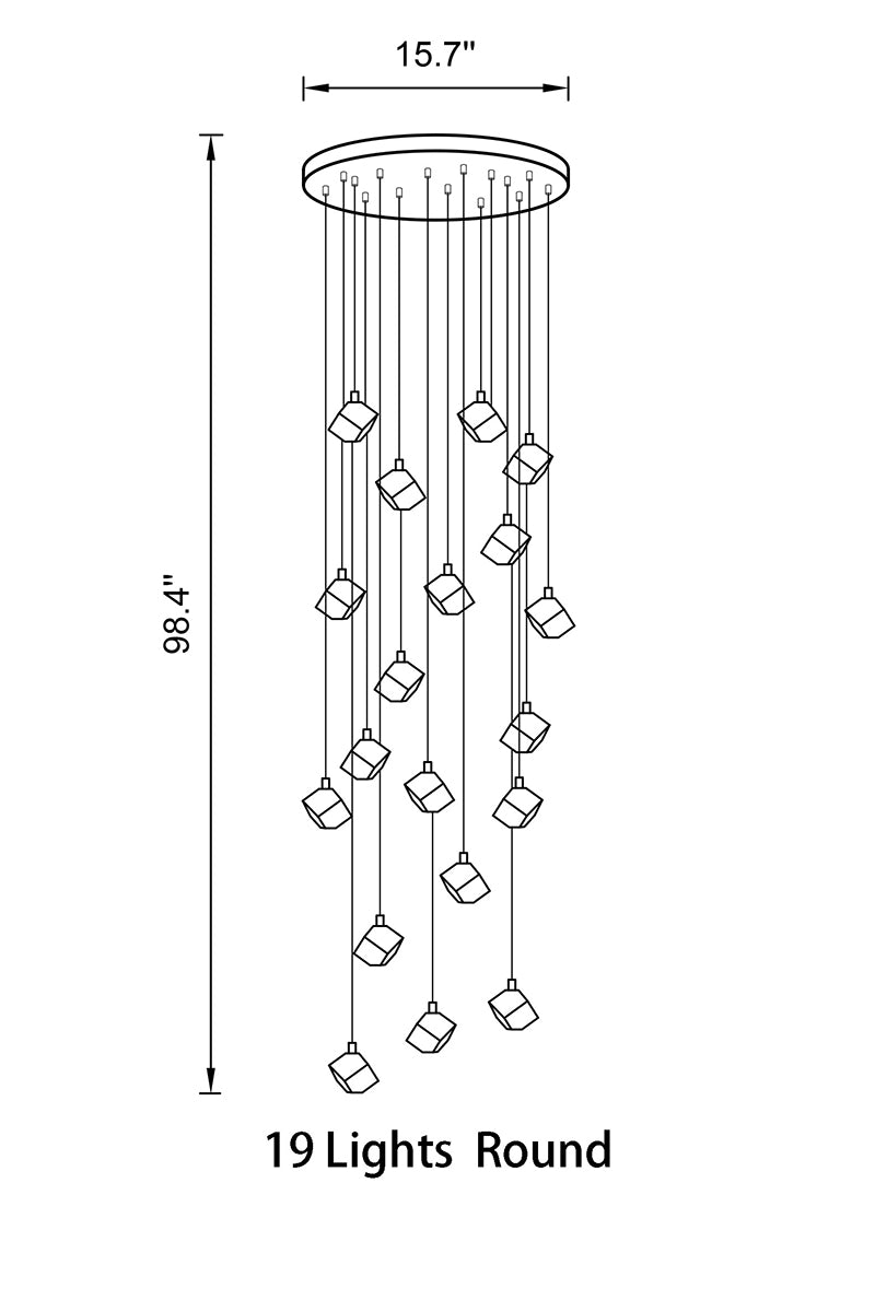 Sparkling light refraction from the crystal elements of an Aurorae Lighting modern chandelier