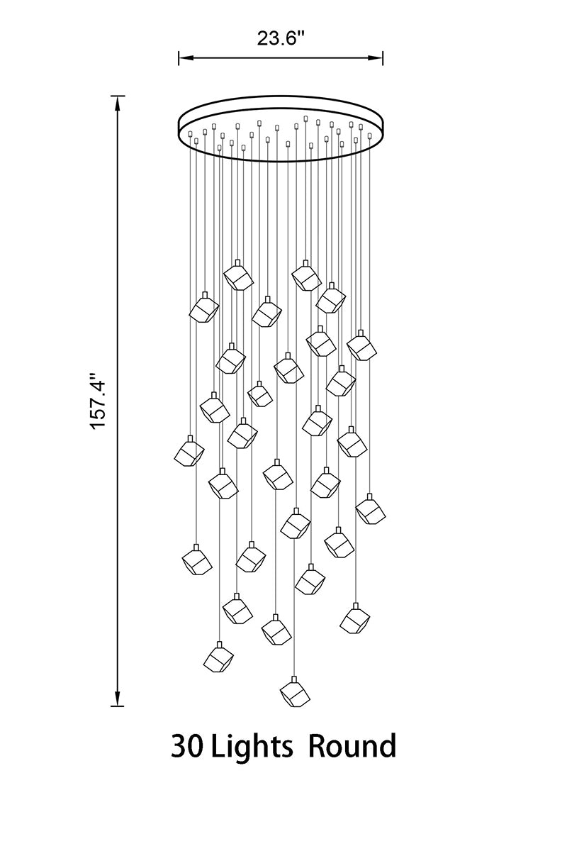Aurorae Lighting chandelier showcasing a blend of modern metal and clear crystal