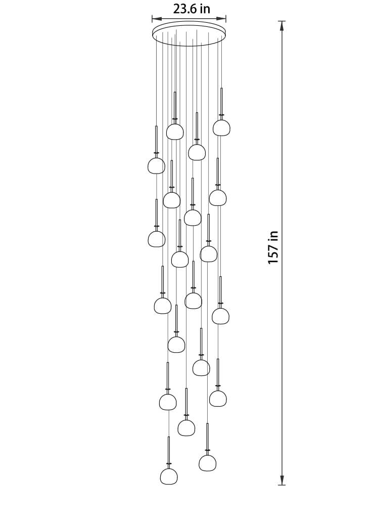 The majestic 20-light pendant, illuminating grand foyers or staircases with its creamy, ethereal glow.