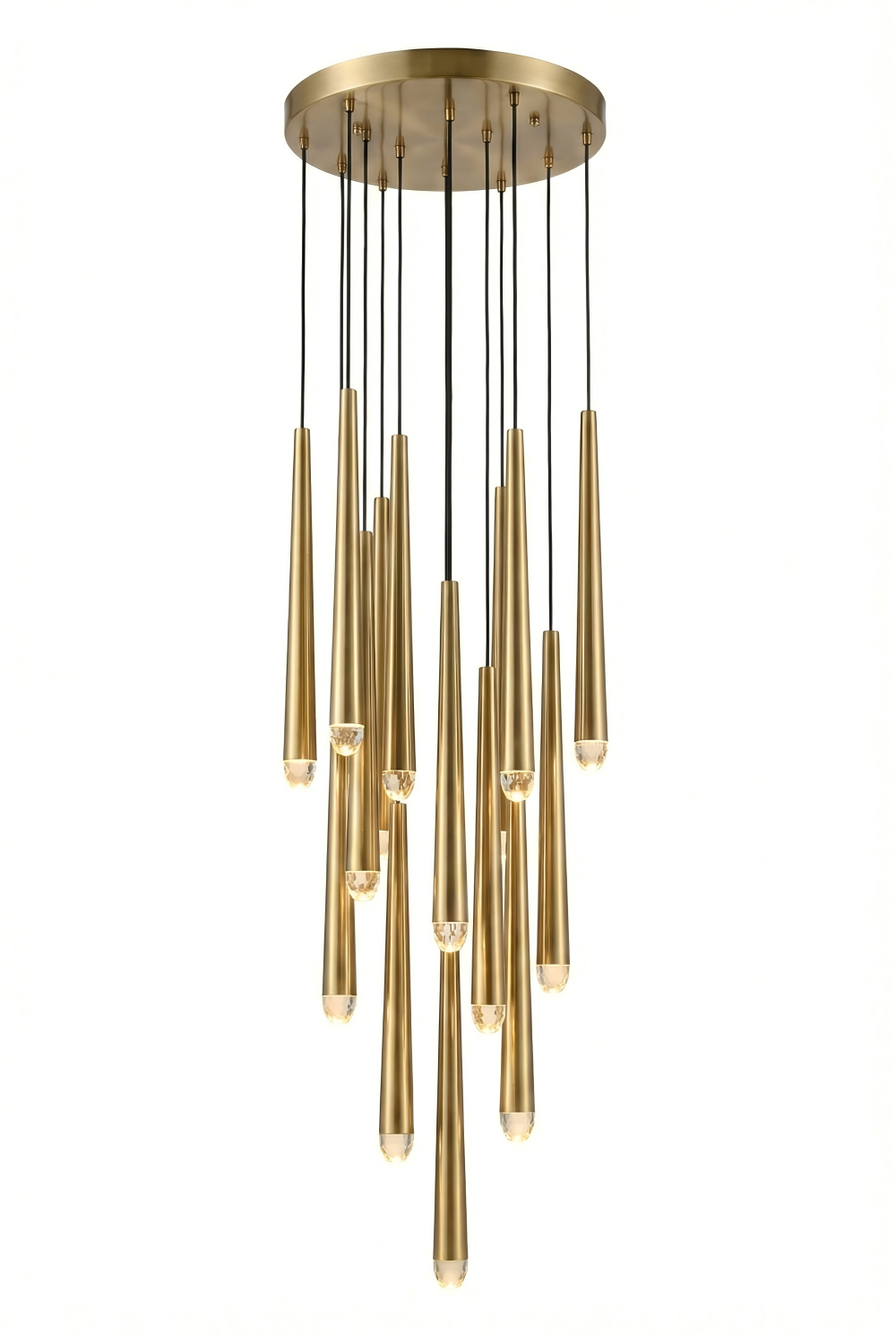 Cascade Cone Pendant Light – #1 Brushed Brass Cone Glow for Kitchen Islands, Dining & Foyers | Aurorae Lighting