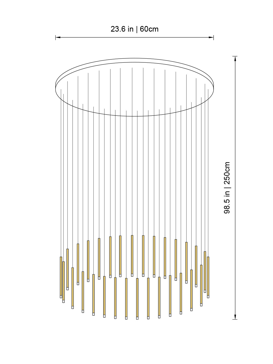 round multi-tube hanging pendant fixtures