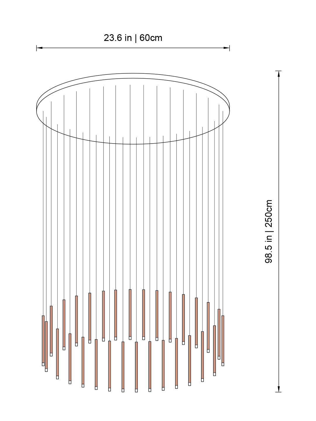 round multi tube pendant light for high ceiling