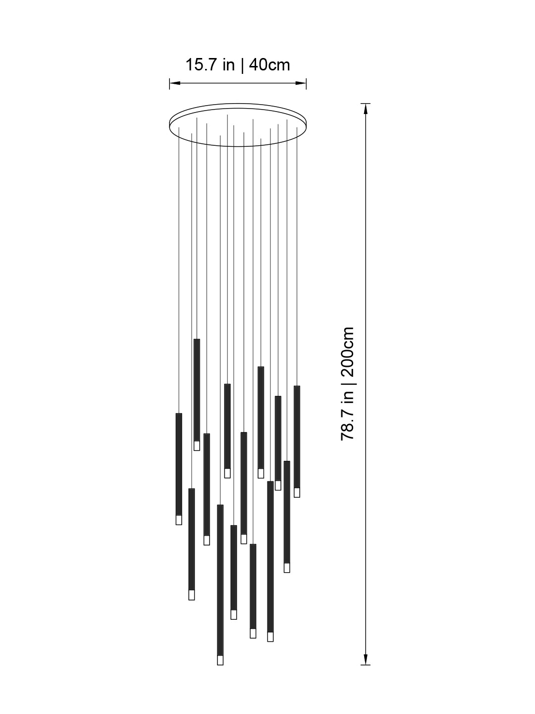 black tube pendant light for stairwell