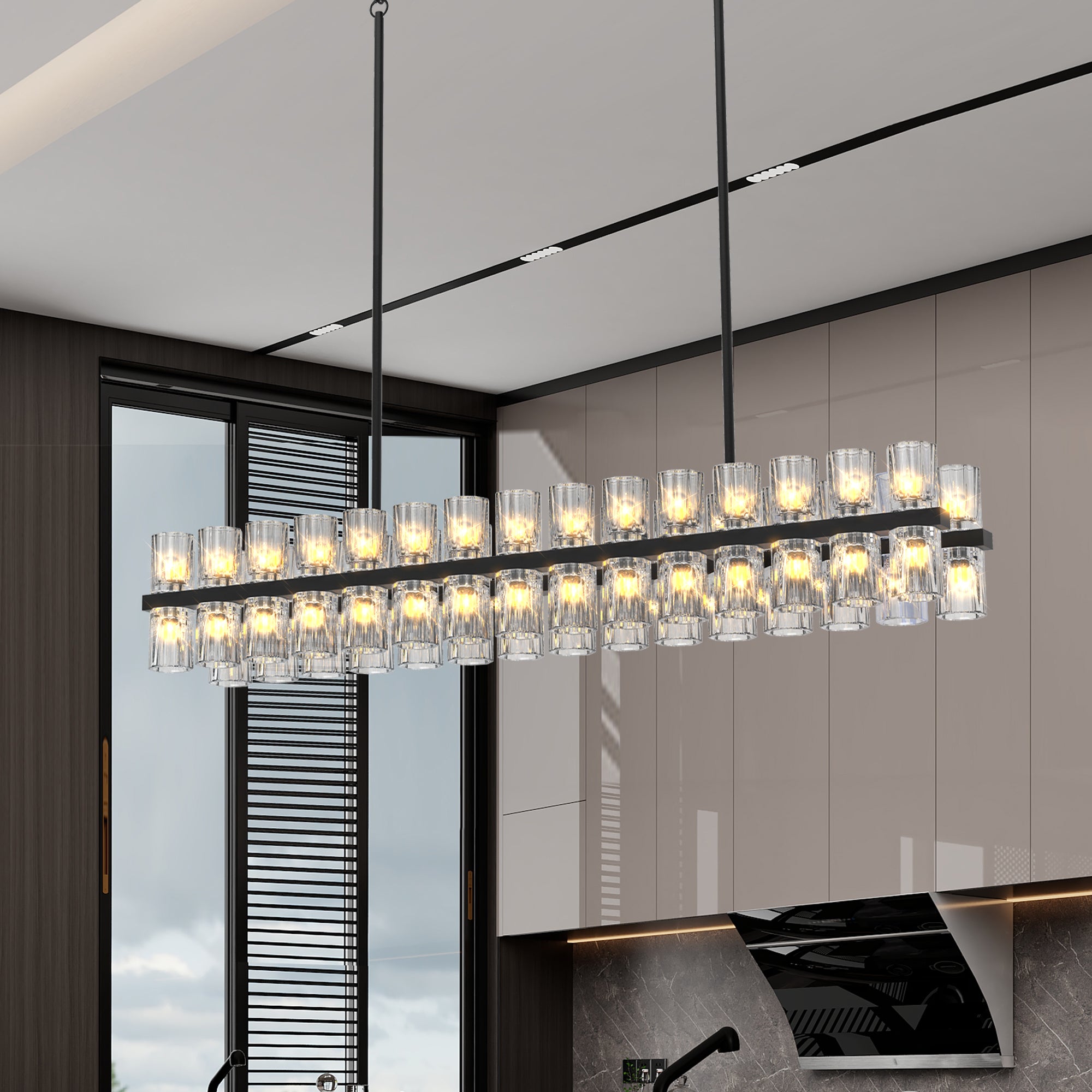 Crystal Gallery 60-Light Chandelier for Kitchen Island & Dining Room | Aurorae Lighting