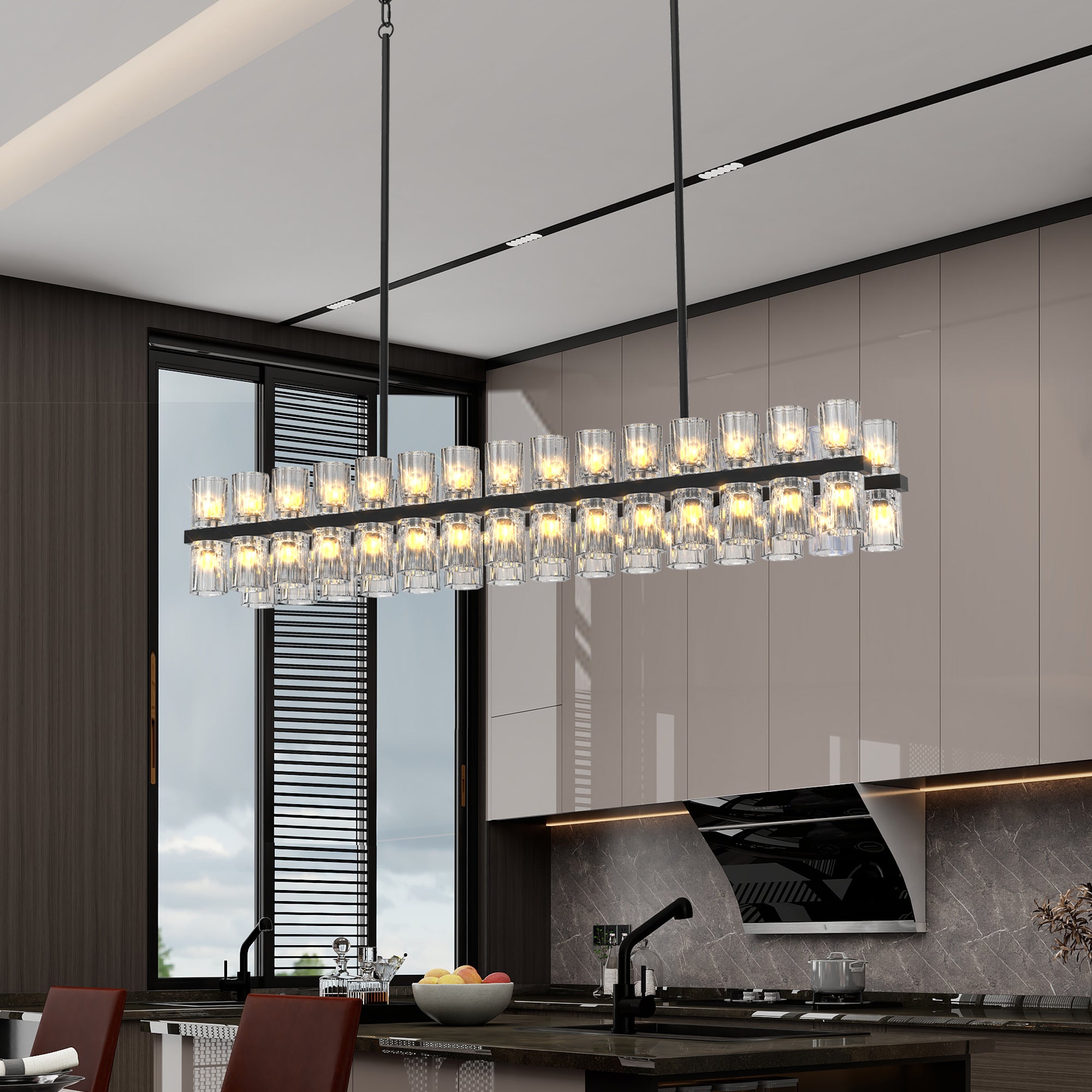 Crystal Gallery 60-Light Chandelier for Kitchen Island & Dining Room | Aurorae Lighting