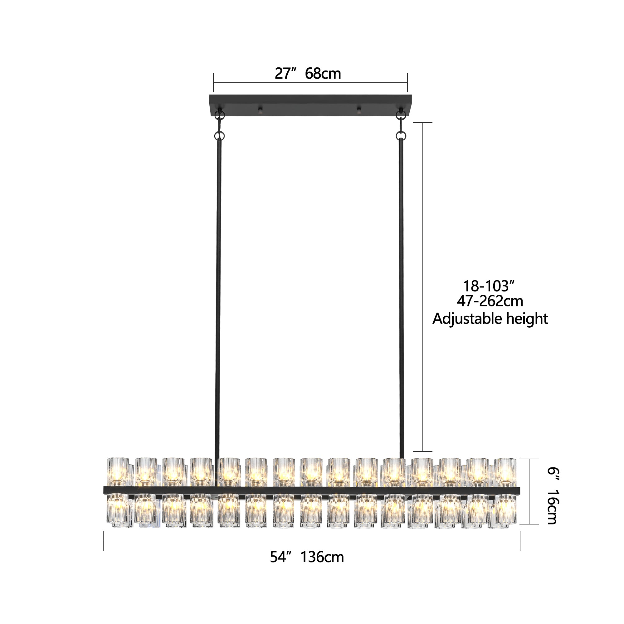 Crystal Gallery 60-Light Chandelier for Kitchen Island & Dining Room | Aurorae Lighting