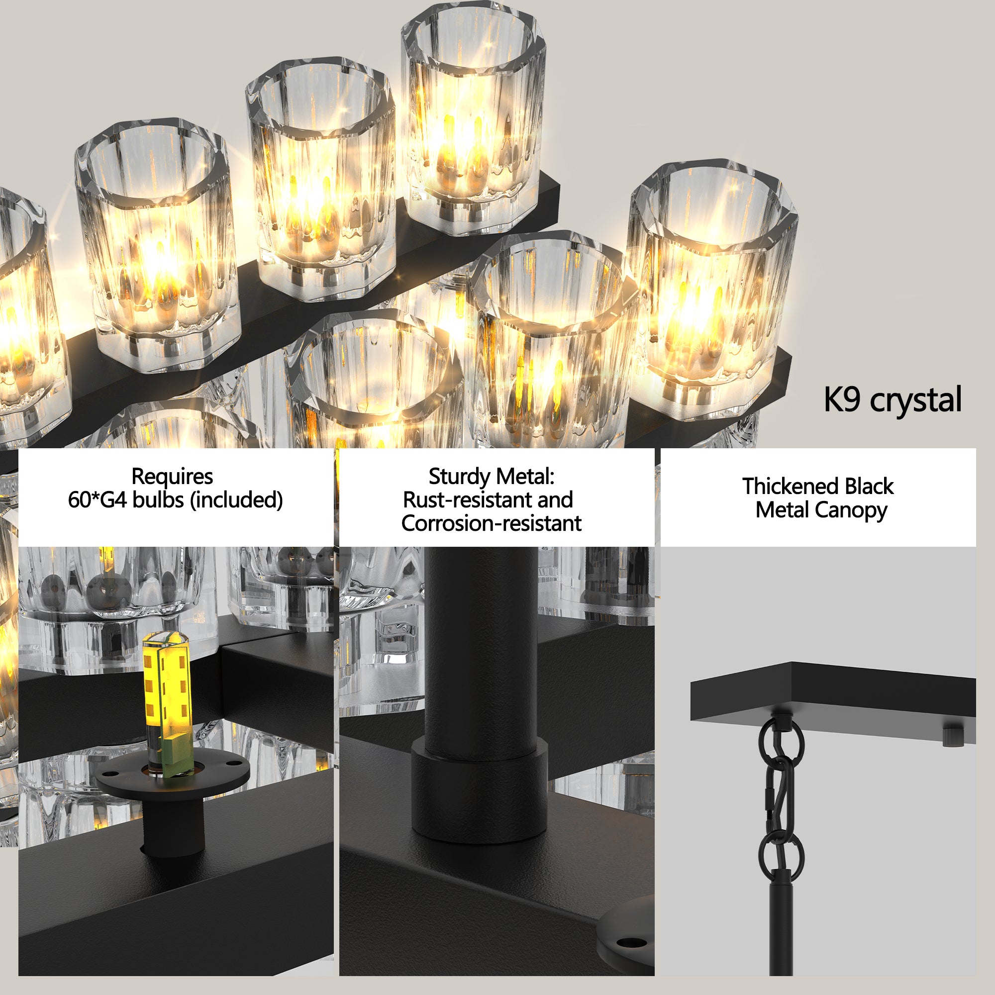Crystal Gallery 60-Light Chandelier for Kitchen Island & Dining Room | Aurorae Lighting