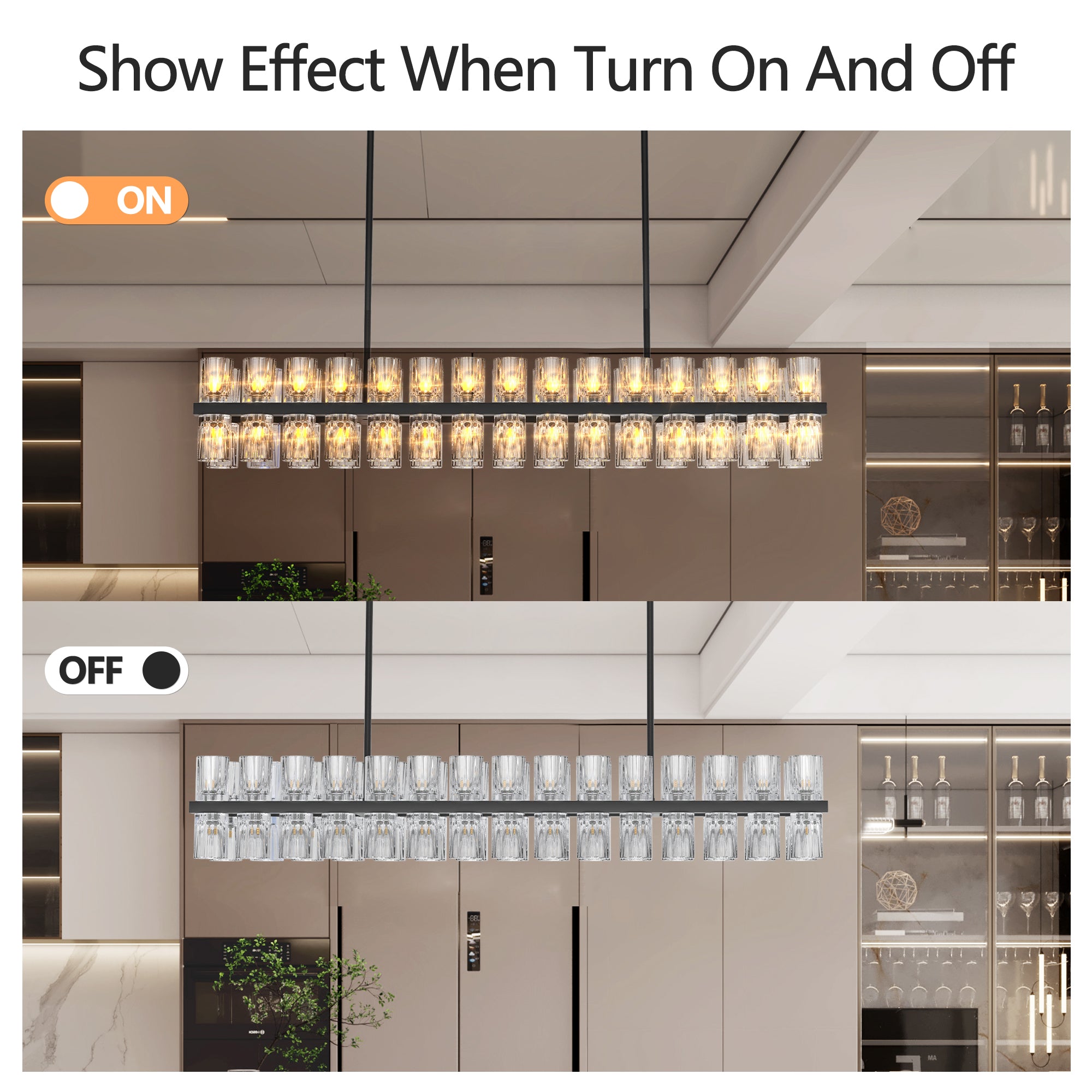 Crystal Gallery 60-Light Chandelier for Kitchen Island & Dining Room | Aurorae Lighting
