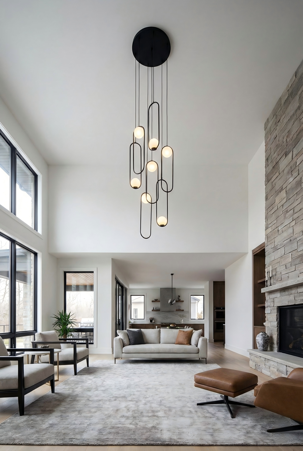 Modern Opal Glass Globe Chandelier for Living Room, Entryway & Dining Room – Glare-Free Ambient Glow by Aurorae Lighting