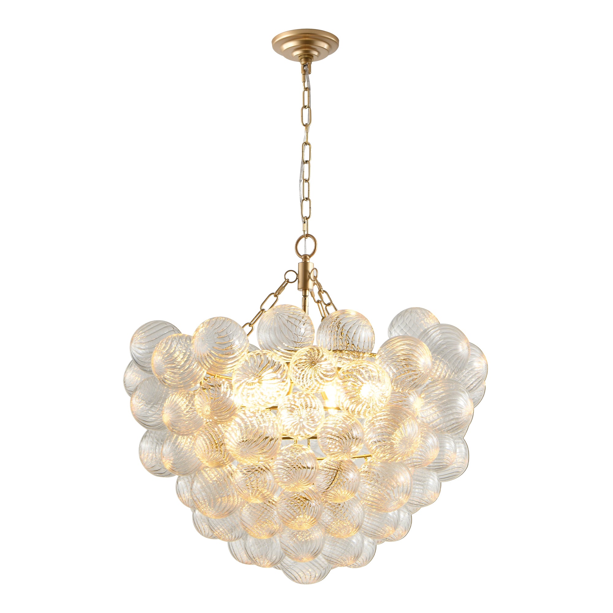 Textured Glass Orb Chandelier in Gold by Aurorae Lighting